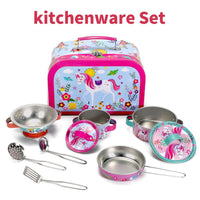SOKA Kitchenware Set Metal Kids 10 PCS Kitchen Set with Carry Case UNICORN
