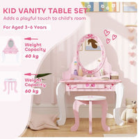 Kids' Ballet Print Vanity Set with Storage and Safety Features