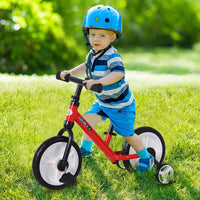HOMCOM Kids Balance Training Bike Toy with Stabilizers For Child 2-5 Years Red