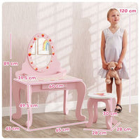 AIYAPLAY Kids Dressing Table Set, 2 PCS Children Vanity Table with Stool
