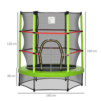HOMCOM Kids Trampoline Mini Bouncer with Enclosure Net Age 3-6 Years Green