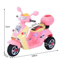 HOMCOM Electric Ride on Toy Car Kids Motorbike Children Battery Tricycle PINK