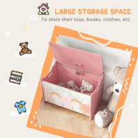 ZONEKIZ Toy Box Kids Toy Chest with Lid Safety Hinge Pink