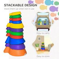 Outsunny 11-Piece Fish Shaped Balance Stepping Stones for Kids Multicoloured