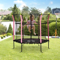 HOMCOM 5.2FT Kids Trampoline With Enclosure Indoor Outdoor for 3-10 Years Pink