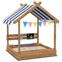 Outsunny Sand Pit with Canopy Blackboard Toys Sink Seats Flags for Kids
