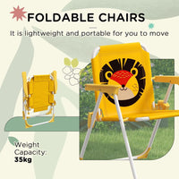 Outsunny Kids Bistro Table and Chair Set with Lion Theme Adjustable Parasol