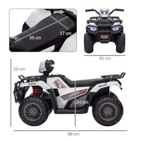HOMCOM 12V Electric Quad Bike for Kids with LED Headlights Music WHITE