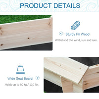 Outsunny Kids Wooden Sand Pit Children Sandbox with Cover Outdoor Playset