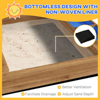 Outsunny Sand Pit with Canopy Blackboard Toys Sink Seats Flags for Kids