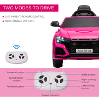 Audi RS Q8 6V Kids Electric Ride On Car Toy with Remote USB MP3 Bluetooth PINK