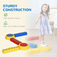 Outsunny 5 PCS Kids Stepping Stones Balance Beam Non-Slip Surface and Bottom