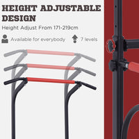 HOMCOM Steel Multi-Use Exercise Power Tower Station Adjustable Height with Grips