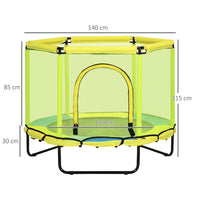 ZONEKIZ 4.6FT Trampoline with Enclosure Net Bungee Gym Yellow
