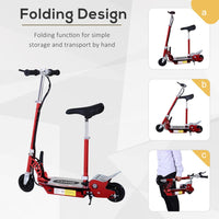 HOMCOM Teen Foldable Electric Scooter Battery 12V 120W with Brake Kickstand RED