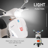 Vespa Licensed Kids Ride On Motorcycle 6V Boys Girls Music LED Lights MP3 USB WHITE