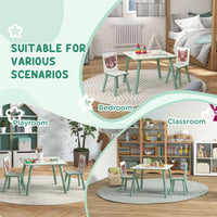 ZONEKIZ Kids Table and Chairs Children Desk with 2 Chairs Green