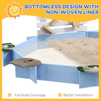 Outsunny Kids Sandbox Outdoor Playset for Ages 3-7 Years Blue