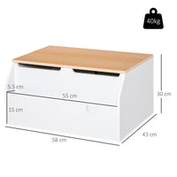 HOMCOM Wooden Kids Toy Box Children Storage Chest Organiser Book Slot White