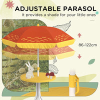 Outsunny Kids Bistro Table and Chair Set with Lion Theme Adjustable Parasol
