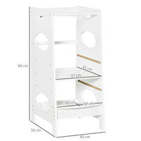 Kids Step Stool Toddler Kitchen Stool with Adjustable Standing Platform WHITE