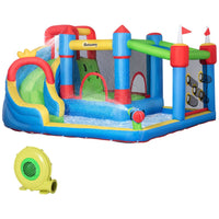 Outsunny Kids Inflatable Bouncy Castle 6 in 1 Water Slide Water Gun & Air Blower
