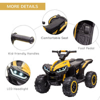 HOMCOM 12V Electric Quad Bikes for Kids Ride On Car ATV Toy for 3-5 Years YELLOW