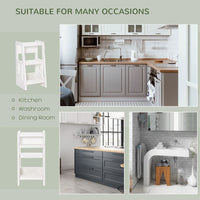 HOMCOM Kids Step Stool Adjustable Standing Platform Toddler Kitchen Stool White