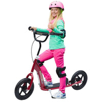 HOMCOM Push Scooter Teen Kids Stunt Bike Ride On with 12 inch EVA Tyres RED