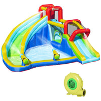 Outsunny 5 in 1 Kids Bouncy Castle with Slide Pool Inflatable House & Inflator