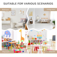 HOMCOM Childrens Bookcase Toy Organiser with Wheels for Bedroom White