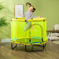 ZONEKIZ 4.6FT Trampoline with Enclosure Net Bungee Gym Yellow