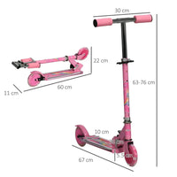 Scooter for Kids Ages 3-7 W/ Lights Music Adjustable Height Folding Frame - Pink
