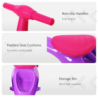 HOMCOM Baby Balance Bike Toddler Safe Training 4 Wheels Storage Bin Violet