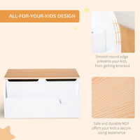 HOMCOM Wooden Kids Toy Box Children Storage Chest Organiser Book Slot White