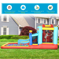 Outsunny 4 in 1 Kids Bouncy Castle Slide Pool Trampoline Climbing Wall & Blower
