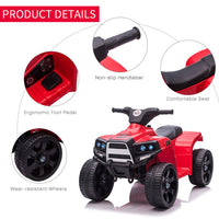 HOMCOM 6V Kids Ride on Cars Electric ATV Quad for 18-36 months Toddlers RED & BLACK