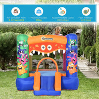 Outsunny Bouncy Castle with Slide Basket Trampoline Monster Design