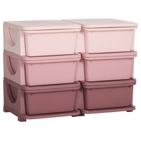 HOMCOM Kids Storage Unit Toy Box Vertical Dresser with Six Drawers Pink