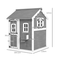 Outsunny Wooden Wendy House for Kids with Floor for Gardens Patios Grey