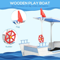Outsunny Kids Wooden Sand Pit with UV Protections Canopy for Ages 3-8 Years