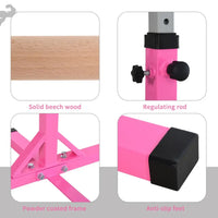 HOMCOM 95-145 Hcm Professional Gymnastics Horizontal Bar For Kids Home Gym Fitness PINK