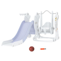 AIYAPLAY Space Themed Slide and Swing Set for Kids Swing Slide Basketball Hoop