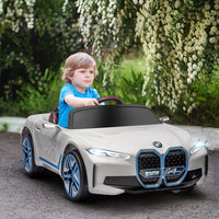 BMW i4 Licensed 12V Kids Electric Ride-On Car with Remote Control WHITE