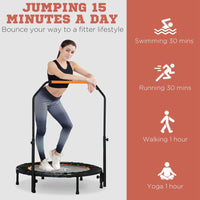 HOMCOM 40FT Foldable Mini Fitness Trampoline Rebounder Adjustable Foam Handle