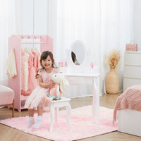 Fantasy Fields Kids Dressing Table Vanity Set Mirror & Stool White TD-12851B