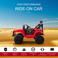 HOMCOM 12V Kids Electric Ride On Car Truck Off-road Toy with Remote Control Red