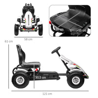 HOMCOM Children Pedal Go Kart with Adjustable Seat Inflatable Tyres Handbrake WHITE
