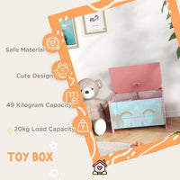 ZONEKIZ Toy Box Kids Toy Chest with Lid Safety Hinge Pink
