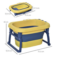 HOMCOM Foldable Baby Bathtub for Newborns Infants Toddlers with Stool Yellow